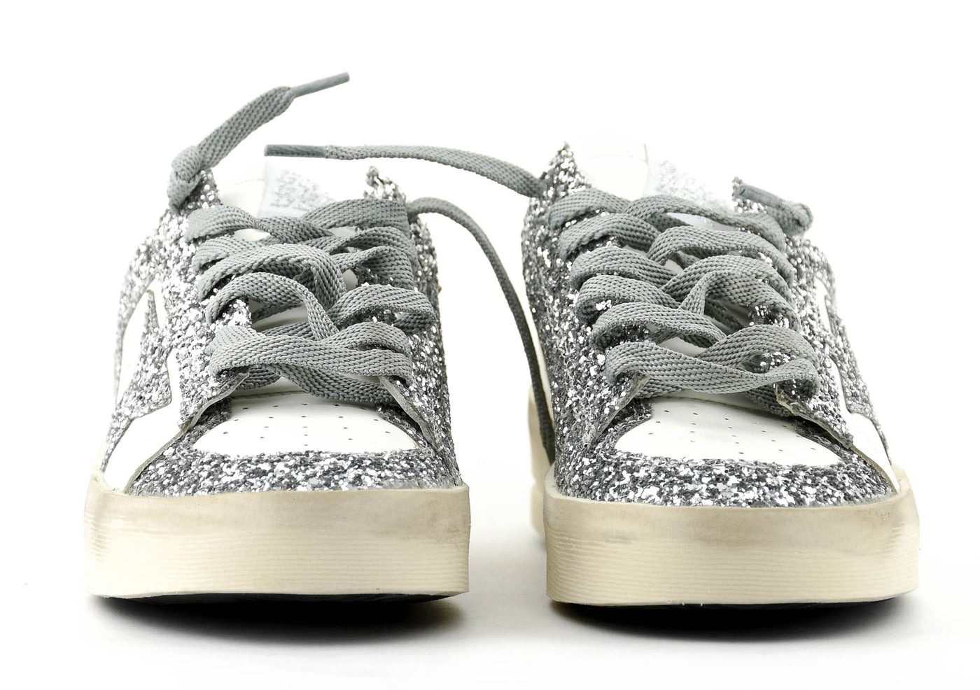GOLDEN GOOSE DELUXER STARDAN WHITE SILVER GLITTER