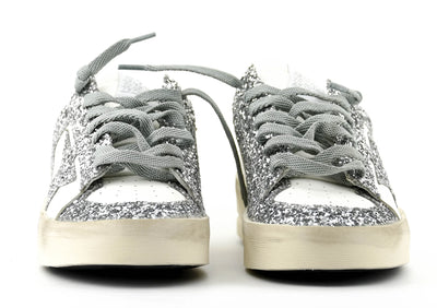 GOLDEN GOOSE DELUXER STARDAN WHITE SILVER GLITTER