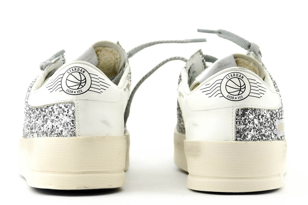 GOLDEN GOOSE DELUXER STARDAN WHITE SILVER GLITTER